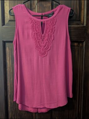 Grace Elements Fuchsia Crochet Yoke Sleeveless Tank